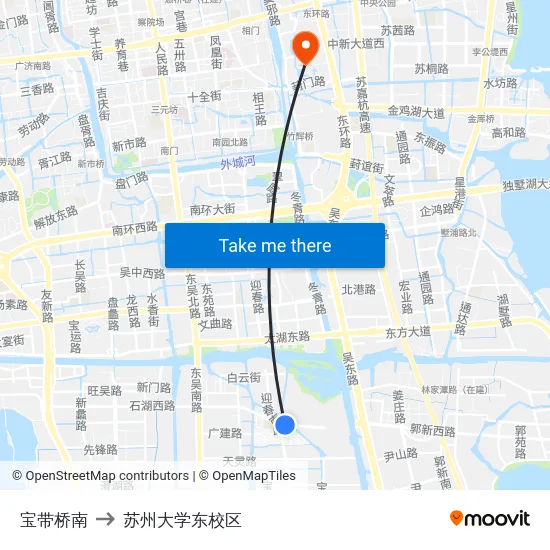宝带桥南 to 苏州大学东校区 map