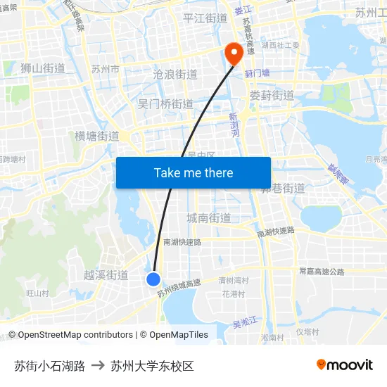 苏街小石湖路 to 苏州大学东校区 map
