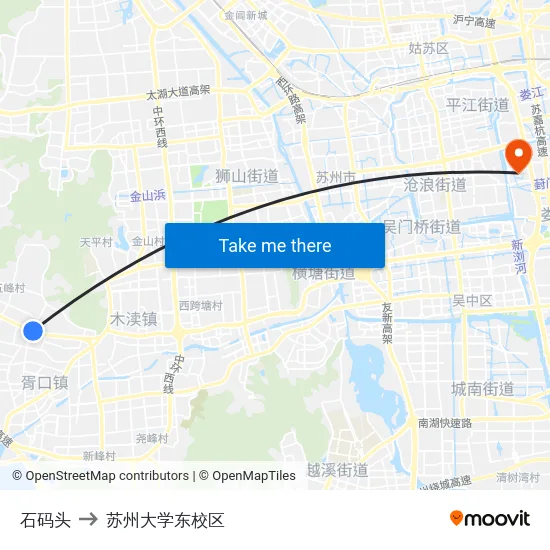 石码头 to 苏州大学东校区 map