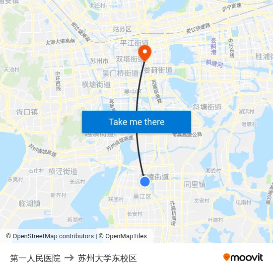 第一人民医院 to 苏州大学东校区 map