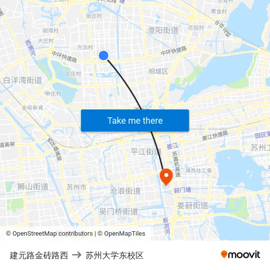 建元路金砖路西 to 苏州大学东校区 map
