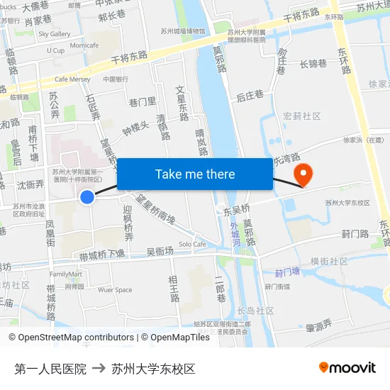 第一人民医院 to 苏州大学东校区 map