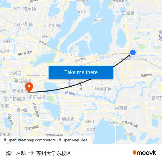 海佳名邸 to 苏州大学东校区 map