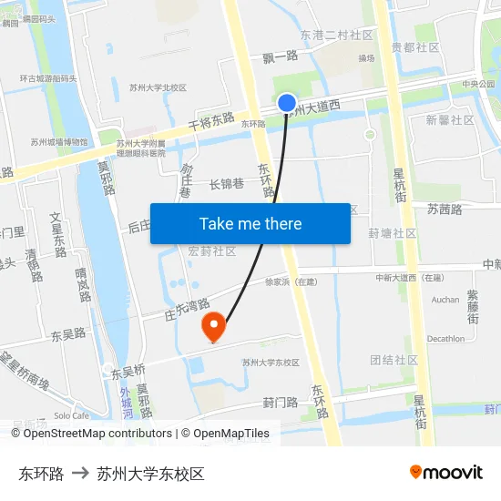 东环路 to 苏州大学东校区 map