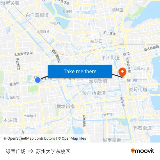 绿宝广场 to 苏州大学东校区 map
