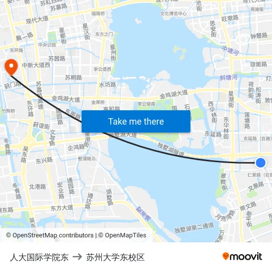 人大国际学院东 to 苏州大学东校区 map