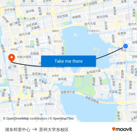 湖东邻里中心 to 苏州大学东校区 map