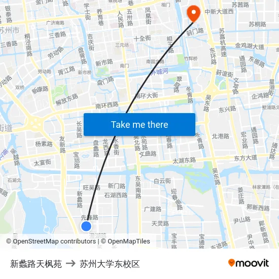 新蠡路天枫苑 to 苏州大学东校区 map