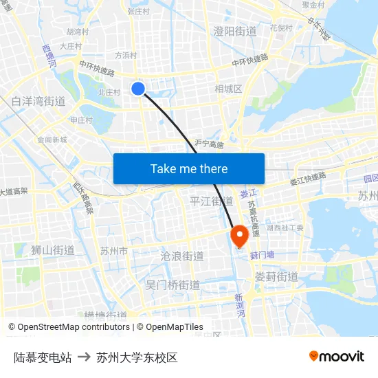 陆慕变电站 to 苏州大学东校区 map
