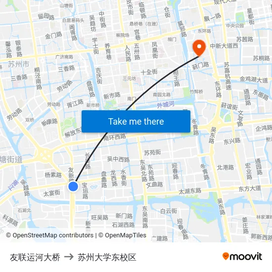 友联运河大桥 to 苏州大学东校区 map