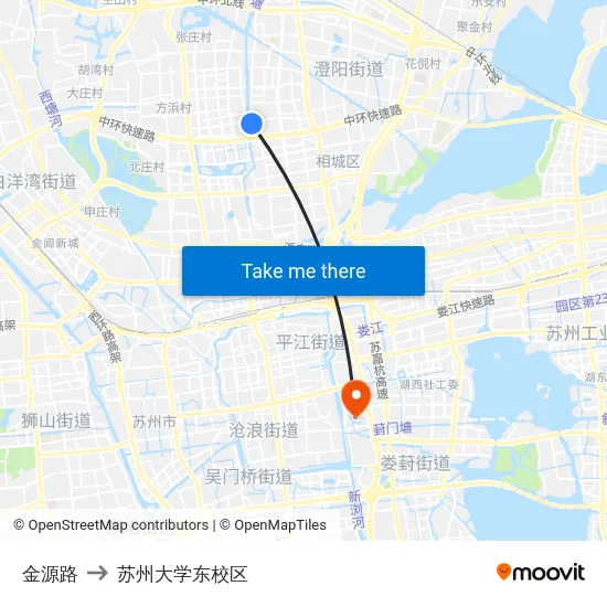 金源路 to 苏州大学东校区 map