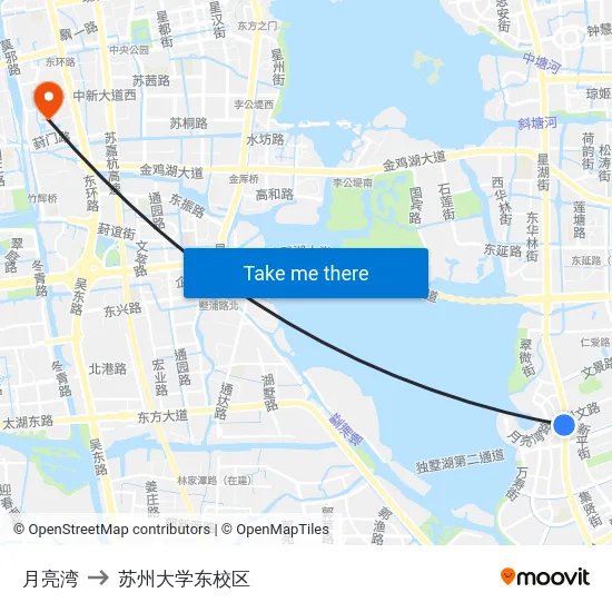月亮湾 to 苏州大学东校区 map