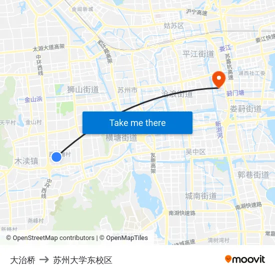 大治桥 to 苏州大学东校区 map