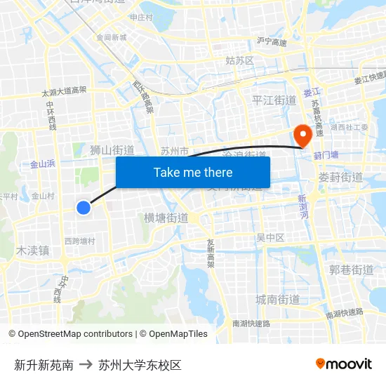 新升新苑南 to 苏州大学东校区 map