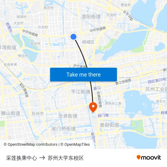 采莲换乘中心 to 苏州大学东校区 map