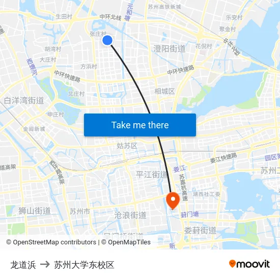 龙道浜 to 苏州大学东校区 map