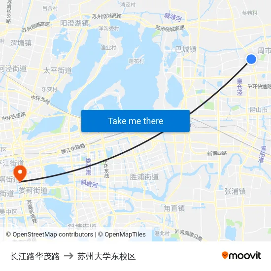 长江路华茂路 to 苏州大学东校区 map
