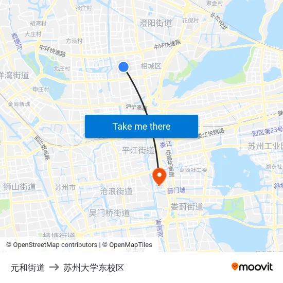 元和街道 to 苏州大学东校区 map