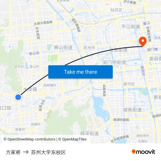 方家桥 to 苏州大学东校区 map