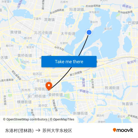 东港村(澄林路) to 苏州大学东校区 map