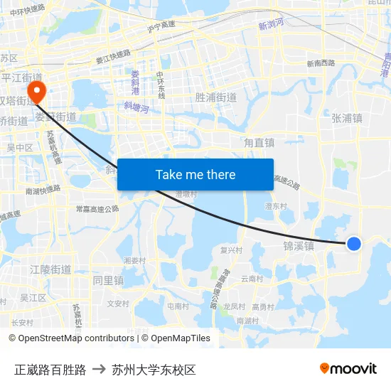 正崴路百胜路 to 苏州大学东校区 map