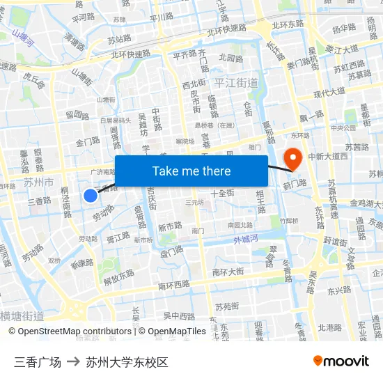 三香广场 to 苏州大学东校区 map