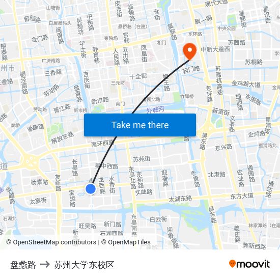 盘蠡路 to 苏州大学东校区 map