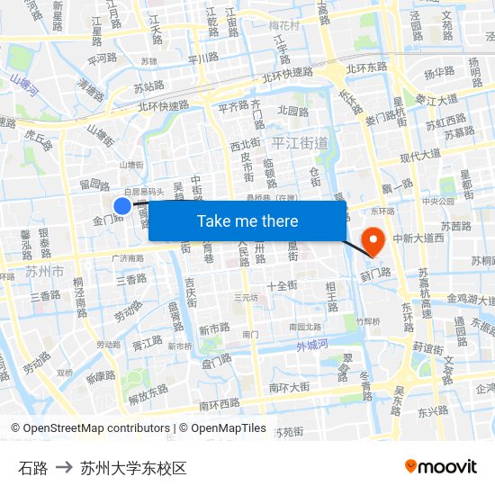石路 to 苏州大学东校区 map