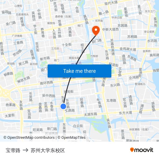 宝带路 to 苏州大学东校区 map