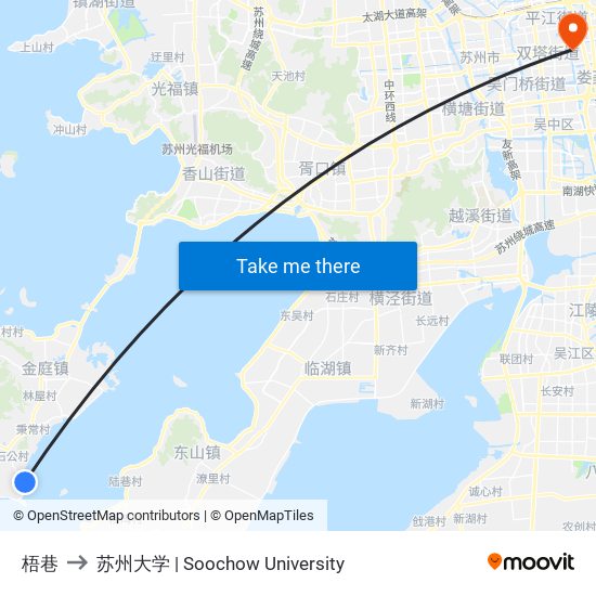 梧巷 to 苏州大学 | Soochow University map