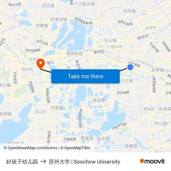 好孩子幼儿园 to 苏州大学 | Soochow University map