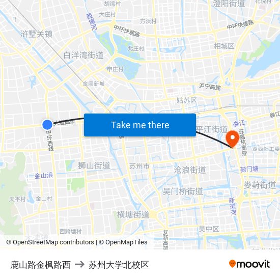 鹿山路金枫路西 to 苏州大学北校区 map