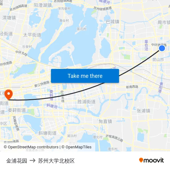 金浦花园 to 苏州大学北校区 map