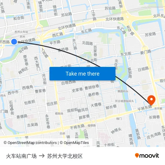 火车站南广场 to 苏州大学北校区 map