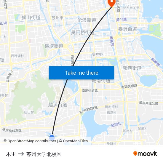 木里 to 苏州大学北校区 map