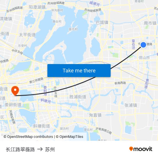 长江路翠薇路 to 苏州 map