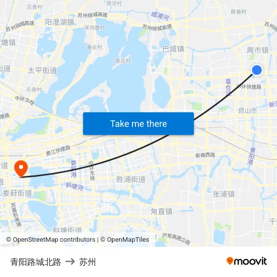 青阳路城北路 to 苏州 map