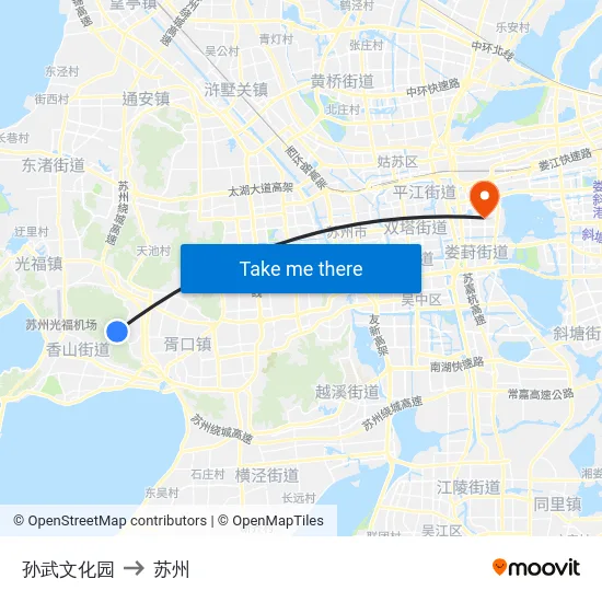 孙武文化园 to 苏州 map
