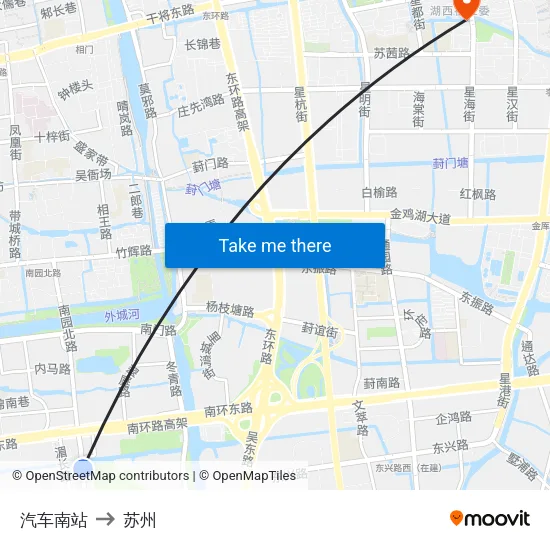 汽车南站 to 苏州 map