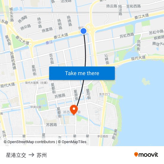 星港立交 to 苏州 map