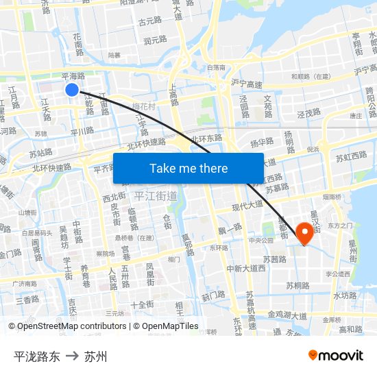 平泷路东 to 苏州 map