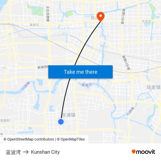 蓝波湾 to Kunshan City map