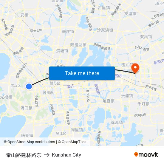 泰山路建林路东 to Kunshan City map