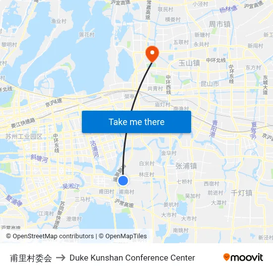 Fuli Village Committee to Duke Kunshan Conference Center map