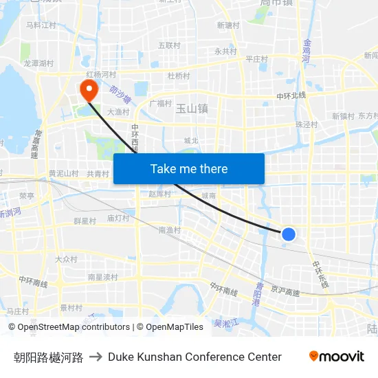 Chaoyang Road & Yue River Road to Duke Kunshan Conference Center map