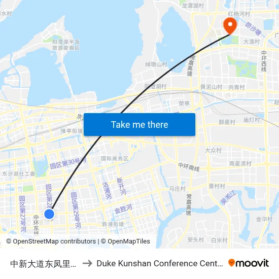 Zhongxin Avenue Dongfeng Li Street to Duke Kunshan Conference Center map
