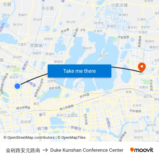 Jinzhuan Road & Anyuan Road South to Duke Kunshan Conference Center map