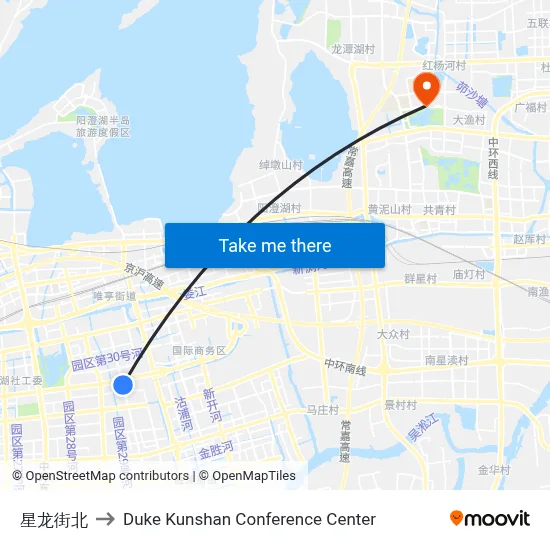 Xinglong Street North to Duke Kunshan Conference Center map