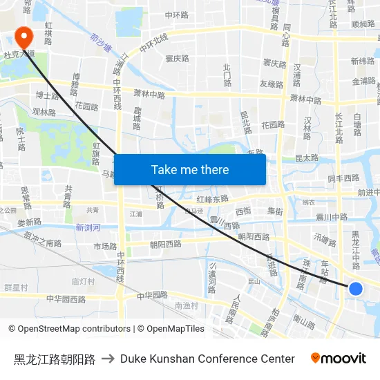 Heilongjiang Road Chaoyang Road to Duke Kunshan Conference Center map