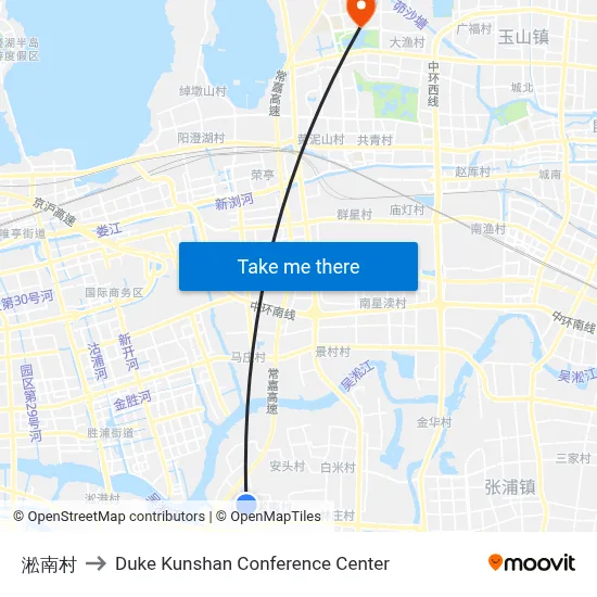 Songnan Village to Duke Kunshan Conference Center map